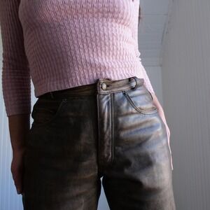 90s Flying Bikes motorcycle coco brown leather pants